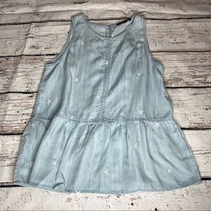 Velvet Heart Chambray Star Embroidered Peplum Top